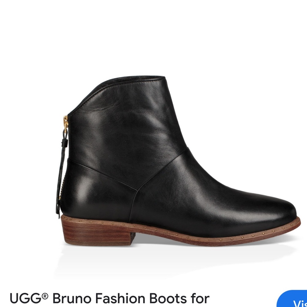UGG AUSTRALIA Black Leather Ankle Boots Size 8.5